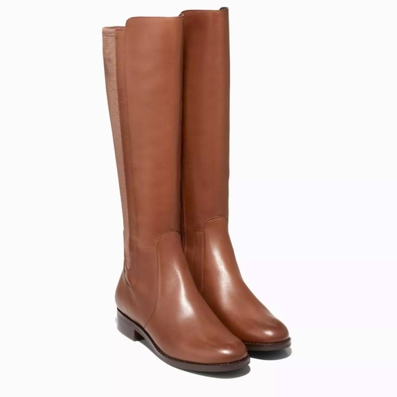 Cole Haan Shoes - Cole Haan Brown Tan Noelle Leather Tall Stretch Fit Knee High Riding Boots NWT
